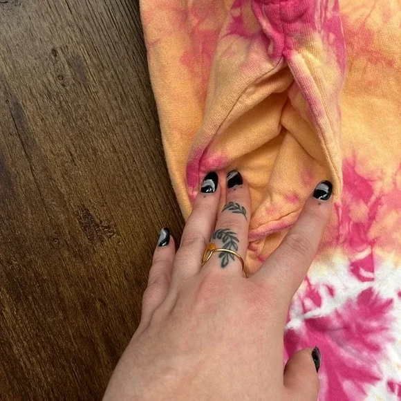 Frankie's Bikinis Aiden Sweatpant Pink and Orange Tie Dye Size Small - Picture 3 of 6